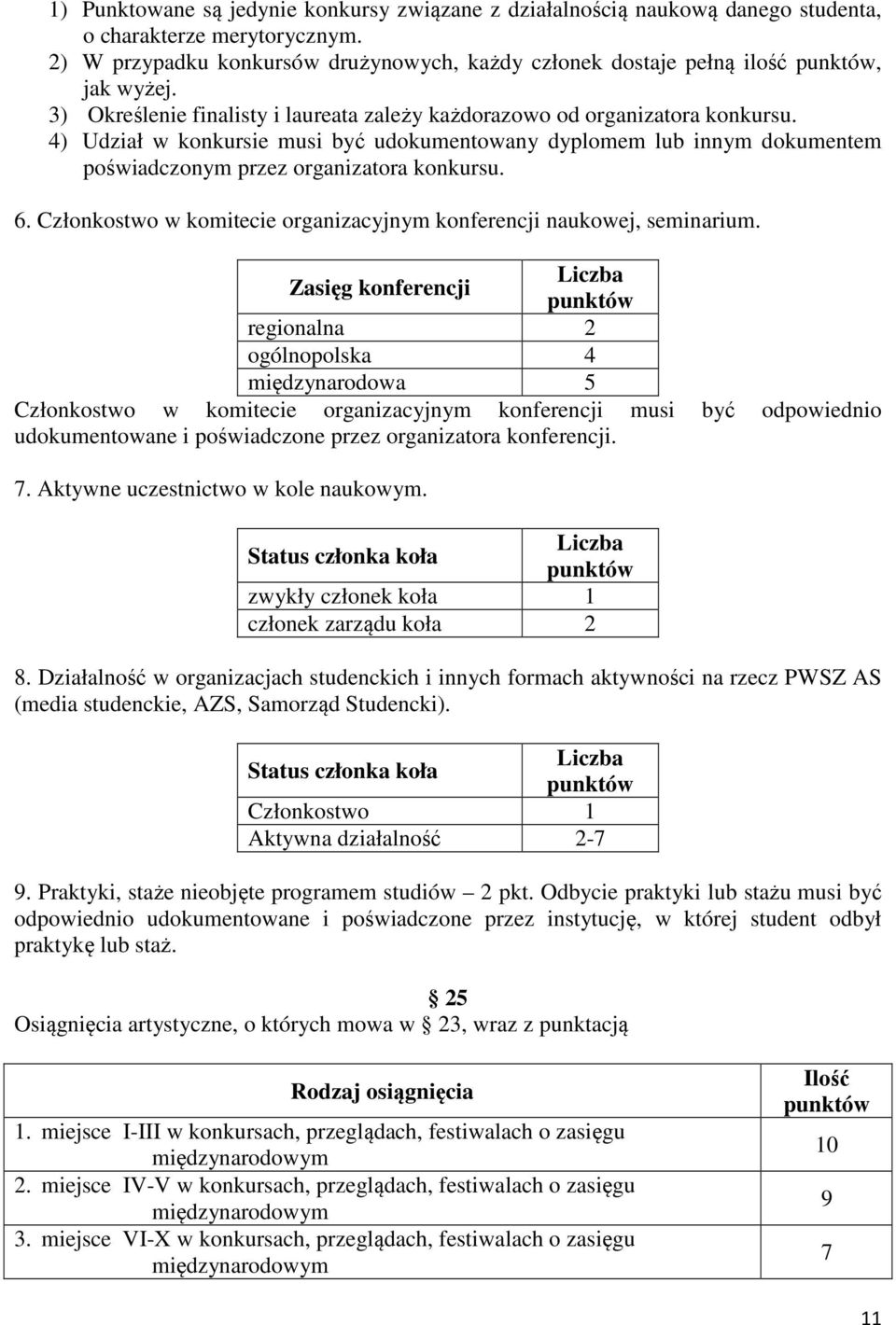6. Członkostwo w komitecie organizacyjnym konferencji naukowej, seminarium.