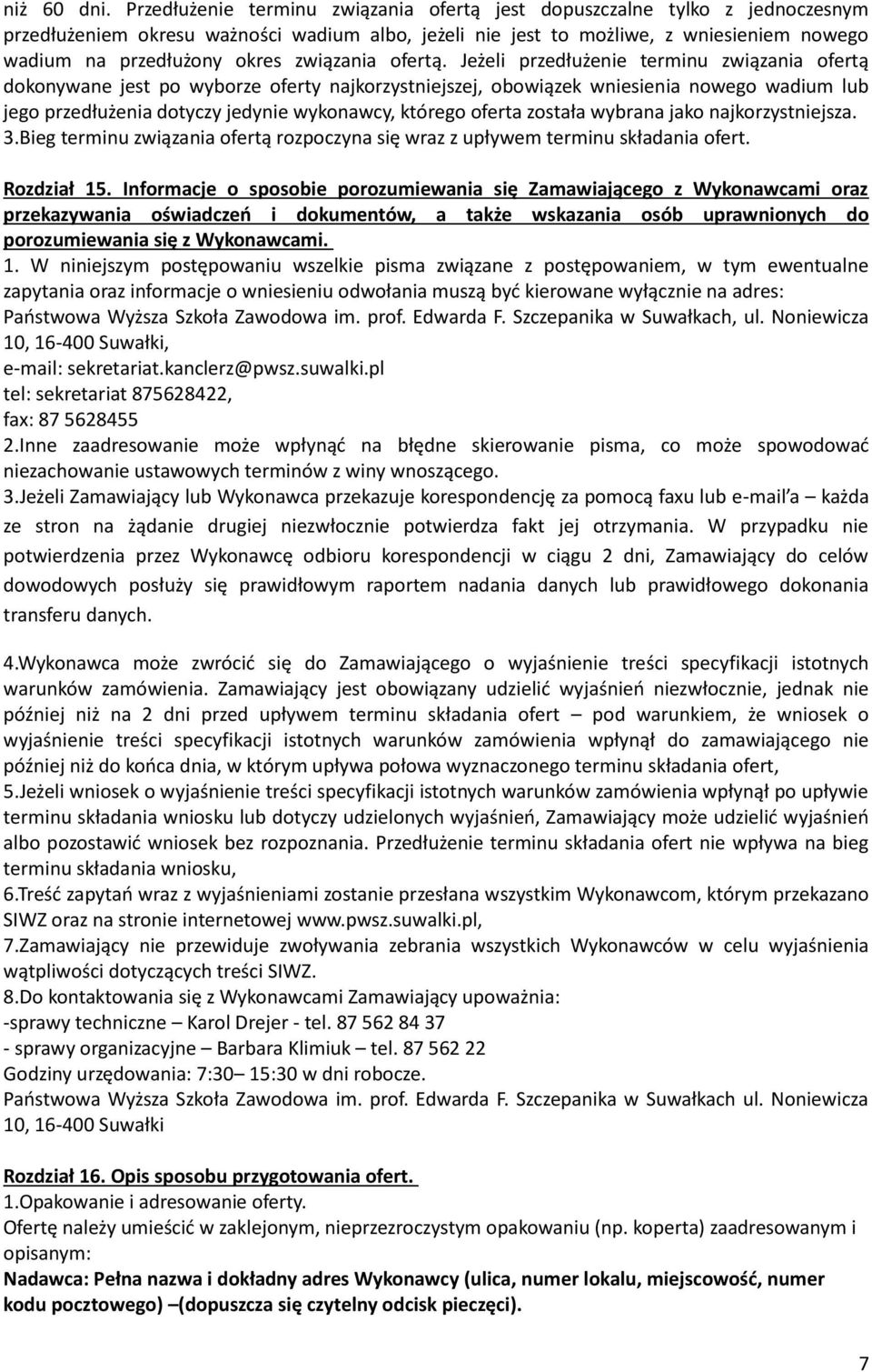 związania ofertą.