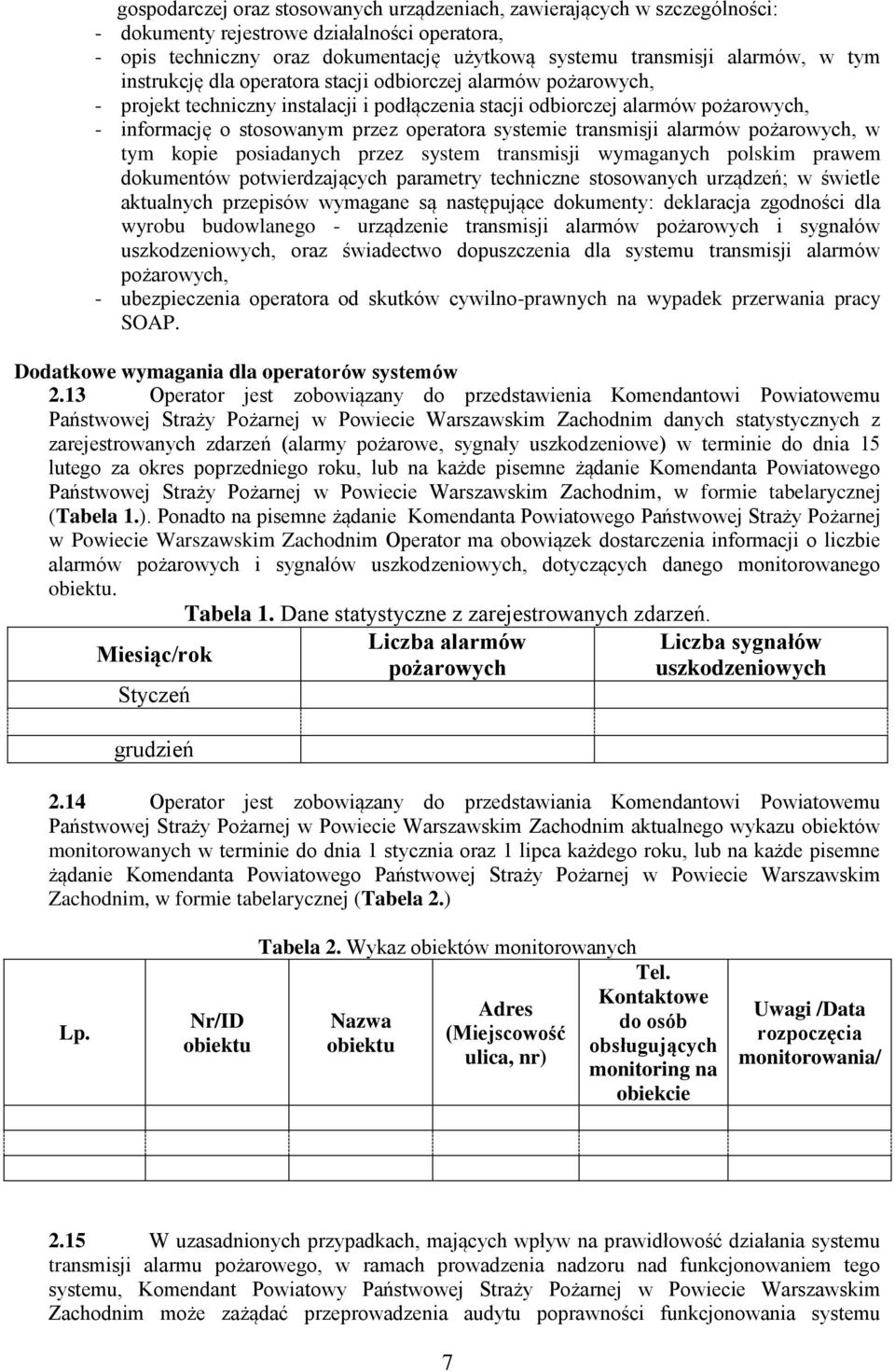 systemie transmisji alarmów pożarowych, w tym kopie posiadanych przez system transmisji wymaganych polskim prawem dokumentów potwierdzających parametry techniczne stosowanych urządzeń; w świetle