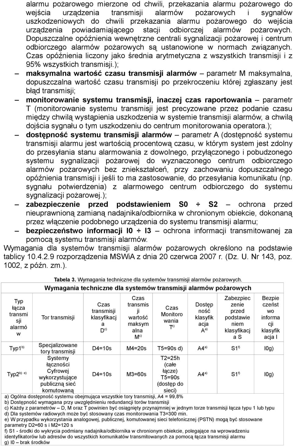 Dopuszczalne opóźnienia wewnętrzne centrali sygnalizacji pożarowej i centrum odbiorczego alarmów pożarowych są ustanowione w normach związanych.