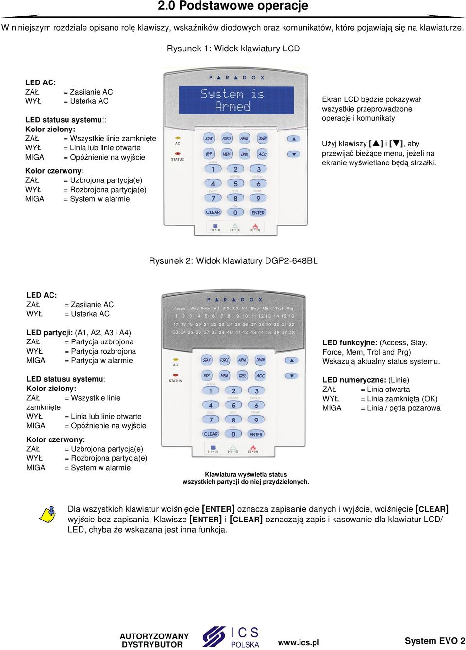 czerwony: ZA = Uzbrojona partycja(e) WY = Rozbrojona partycja(e) MIGA = System w alarmie Ekran b dzie pokazywa wszystkie przeprowadzone operacje i komunikaty yj klawiszy [ ] i [ ], aby przewija bie