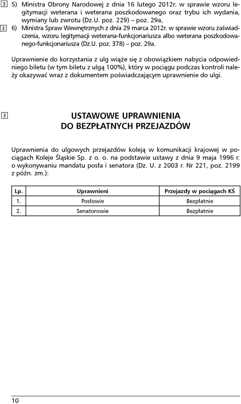 29a. Uprawnienie do korzystania z ulg wiąże się z obowiązkiem nabycia odpowiedniego biletu (w tym biletu z ulgą 100%), który w pociągu podczas kontroli należy okazywać wraz z dokumentem