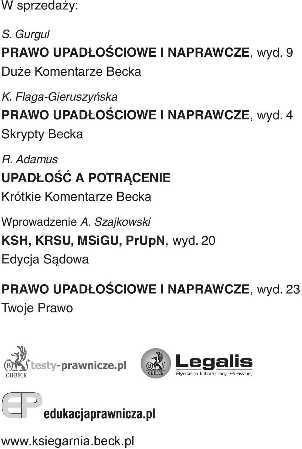 Adamus UPADŁOŚĆ A POTRĄCENIE Krótkie Komentarze Becka Wprowadzenie A.