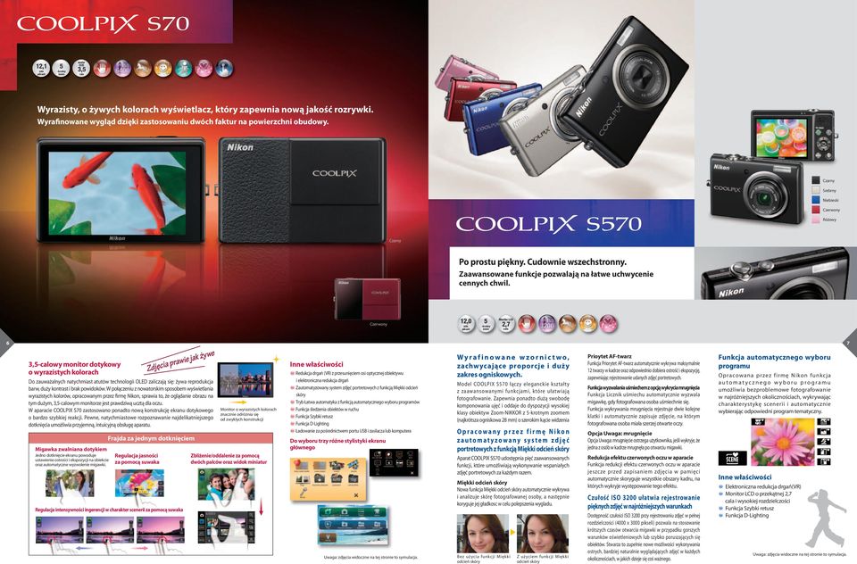 Czerwony 12,0 5 Monitor LCD 6 3,5-calowy monitor dotykowy o wyrazistych kolorach Do zauważalnych natychmiast atutów technologii OLED zaliczają się: żywa reprodukcja barw, duży kontrast i brak
