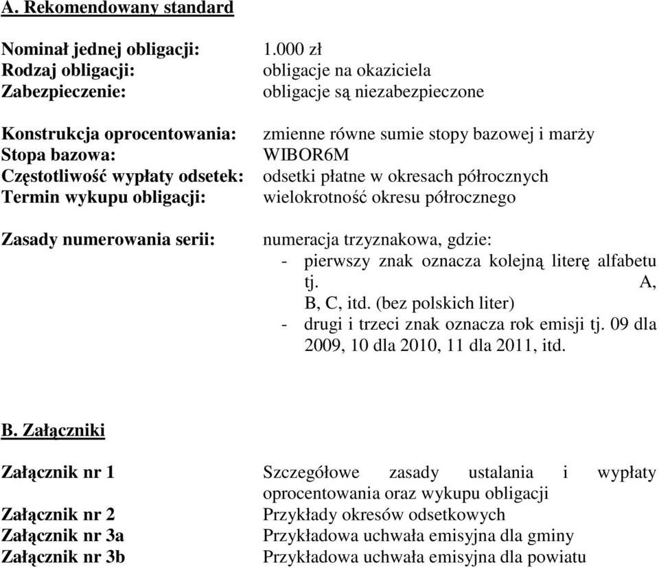 000 zł obligacje na okaziciela obligacje są niezabezpieczone zmienne równe sumie stopy bazowej i marży WIBOR6M odsetki płatne w okresach półrocznych wielokrotność okresu półrocznego numeracja