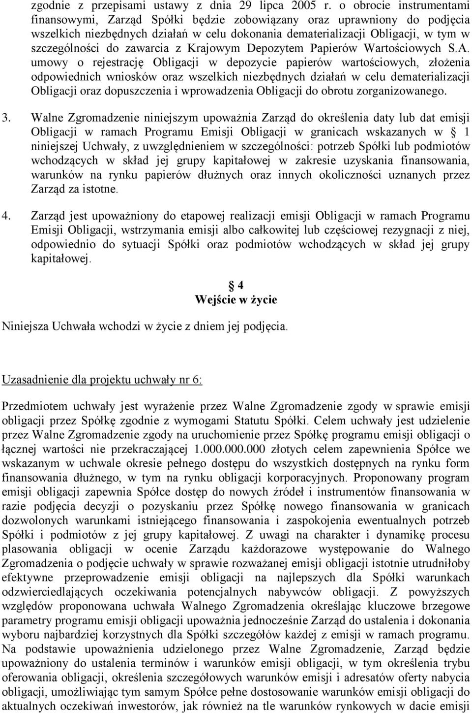 zawarcia z Krajowym Depozytem Papierów Wartościowych S.A.