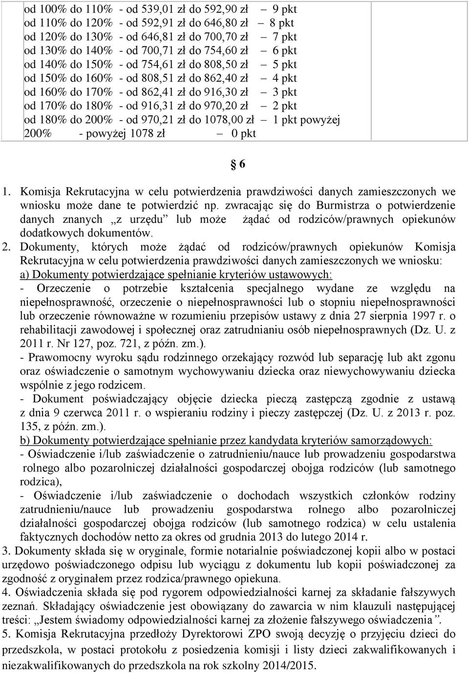 od 180% do 200% - od 970,21 zł do 1078,00 zł 1 pkt powyżej 200% - powyżej 1078 zł 0 pkt 1.
