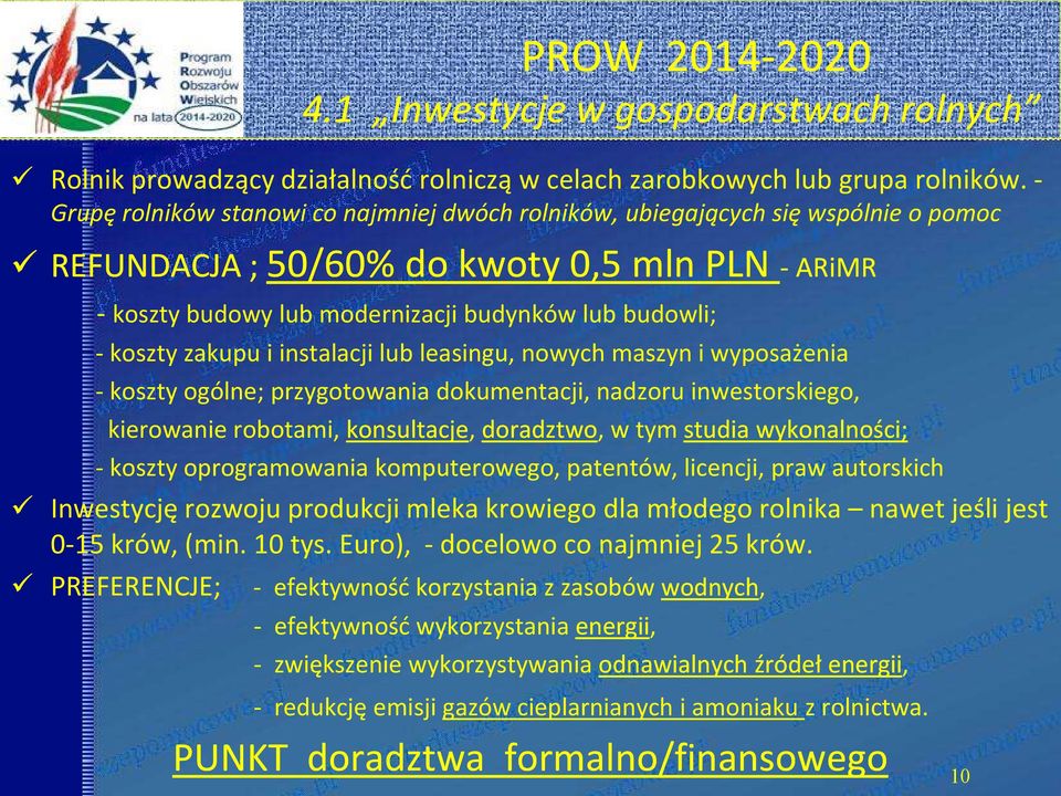 zakupu i instalacji lub leasingu, nowych maszyn i wyposażenia - koszty ogólne; przygotowania dokumentacji, nadzoru inwestorskiego, kierowanie robotami, konsultacje, doradztwo, w tym studia