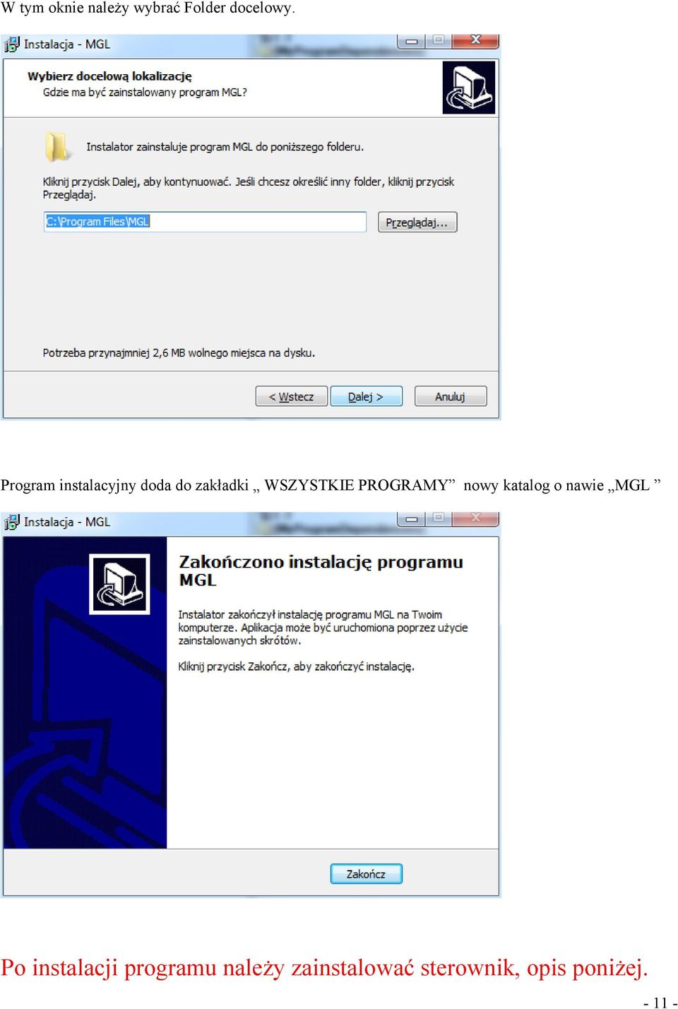PROGRAMY nowy katalog o nawie MGL Po instalacji
