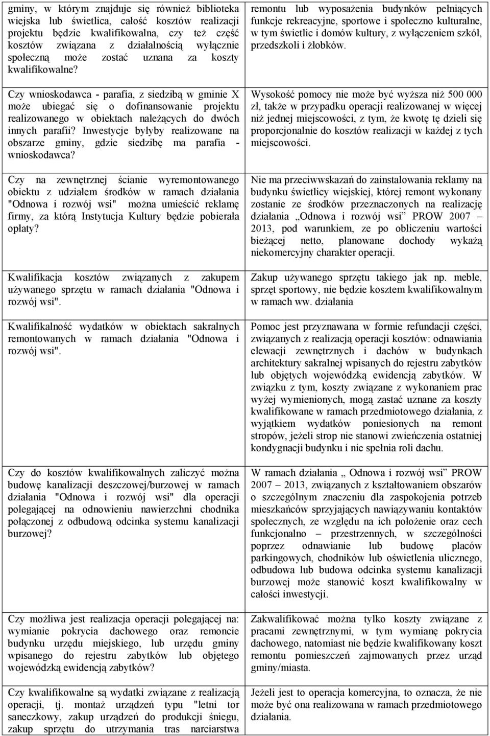 Inwestycje byłyby realizowane na obszarze gminy, gdzie siedzibę ma parafia - wnioskodawca?