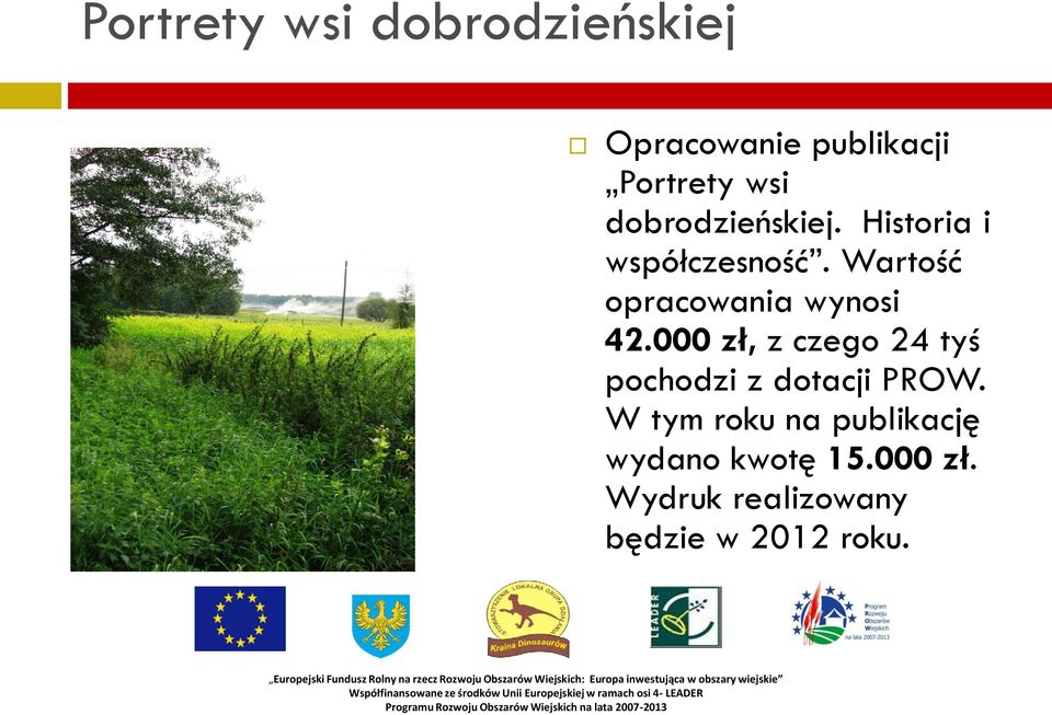 000 zł. Wydruk realizowany będzie w 2012 roku.