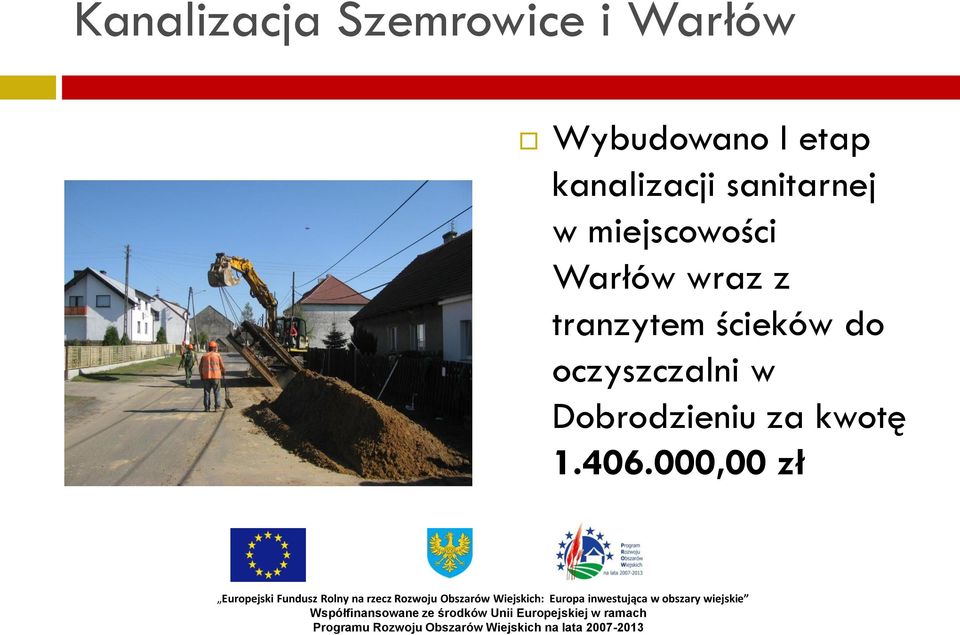 000,00 zł Europejski Fundusz Rolny na rzecz Rozwoju Obszarów Wiejskich: Europa inwestująca w