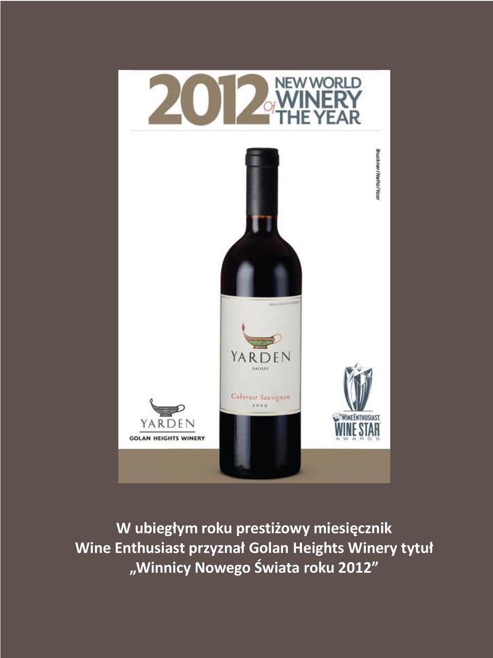 przyznał Golan Heights Winery