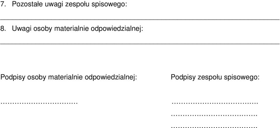 odpowiedzialnej: Podpisy osoby