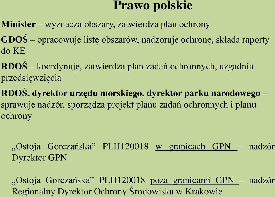 dyrektor parku narodowego sprawuje nadzór, sporządza projekt planu zadań ochronnych i planu ochrony Ostoja Gorczańska PLH120018
