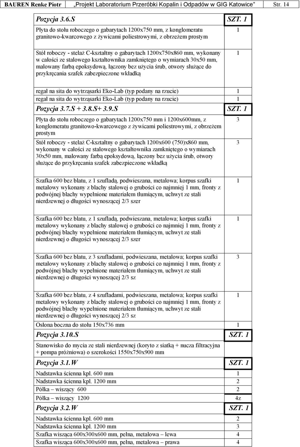 wykonany w całości ze stalowego kształtownika zamkniętego o wymiarach 30x50 mm, malowany farbą epoksydową, łączony bez użycia śrub, otwory służące do przykręcania szafek zabezpieczone wkładką regał