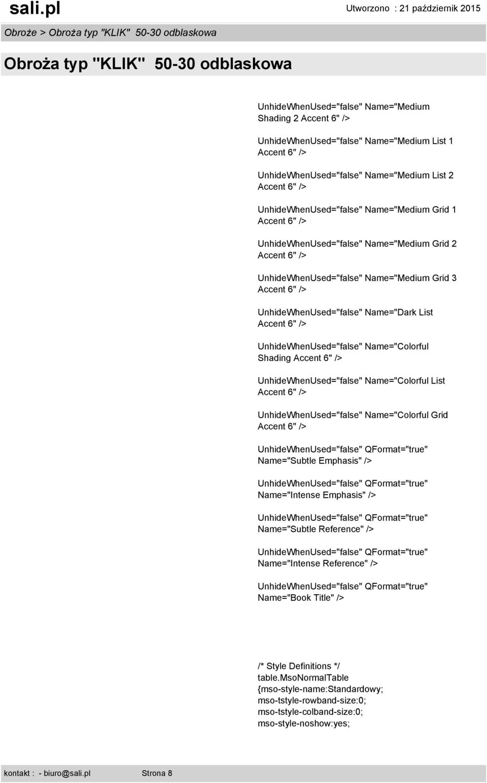 Name="Book Title" /* Style Definitions */ table.