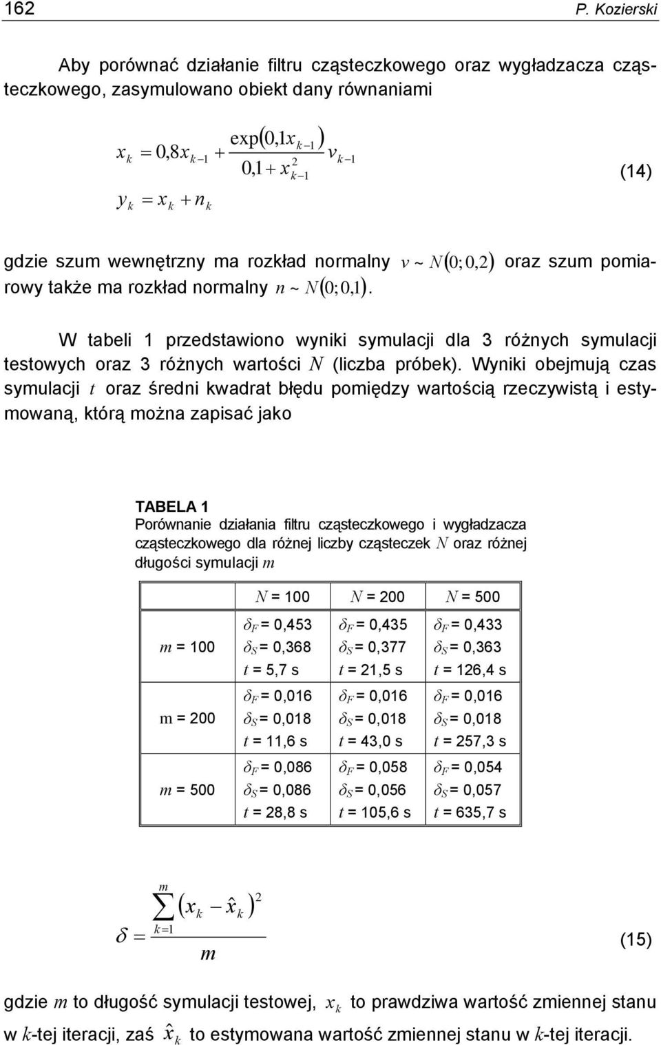 rozład ormaly ~ 0; 0,2 rowy taże ma rozład ormaly ~ 0; 0,1. W tabeli 1 przedstawioo wyii symulacji dla 3 różych symulacji testowych oraz 3 różych wartości (liczba próbe).