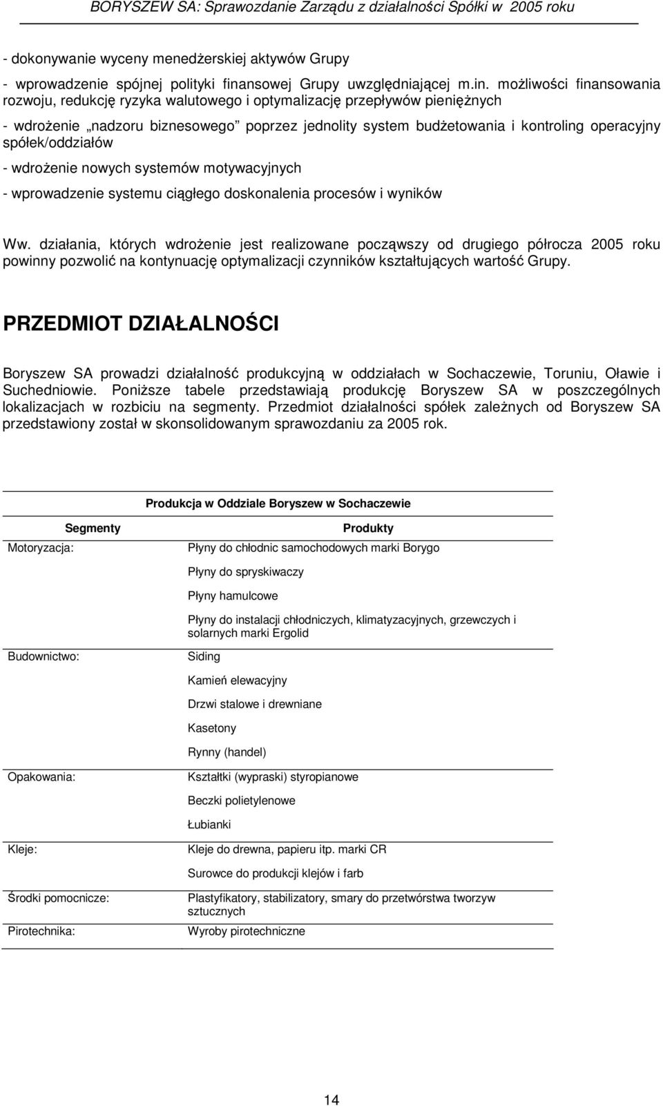 moliwoci finansowania rozwoju, redukcj ryzyka walutowego i optymalizacj przepływów pieninych - wdroenie nadzoru biznesowego poprzez jednolity system budetowania i kontroling operacyjny