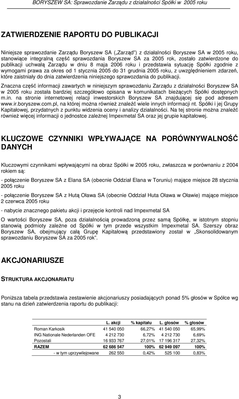 które zaistniały do dnia zatwierdzenia niniejszego sprawozdania do publikacji.