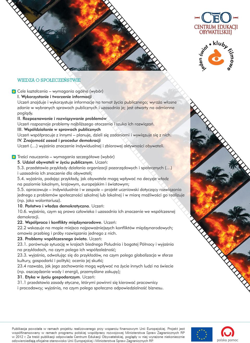 odmienne poglądy. II. Rozpoznawanie i rozwiązywanie problemów Uczeń rozpoznaje problemy najbliższego otoczenia i szuka ich rozwiązań. III.