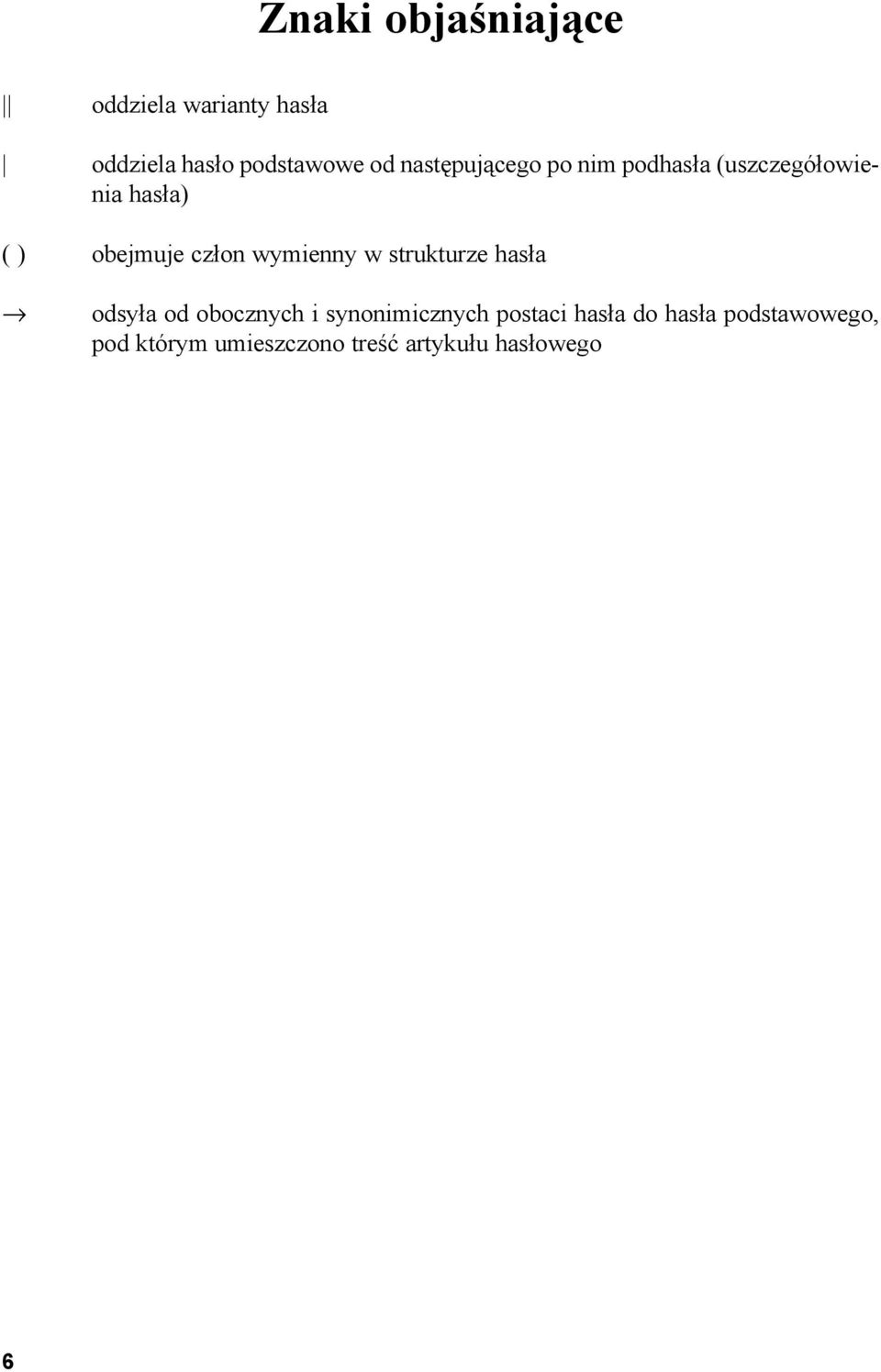 wymienny w strukturze has³a odsy³a od obocznych i synonimicznych postaci