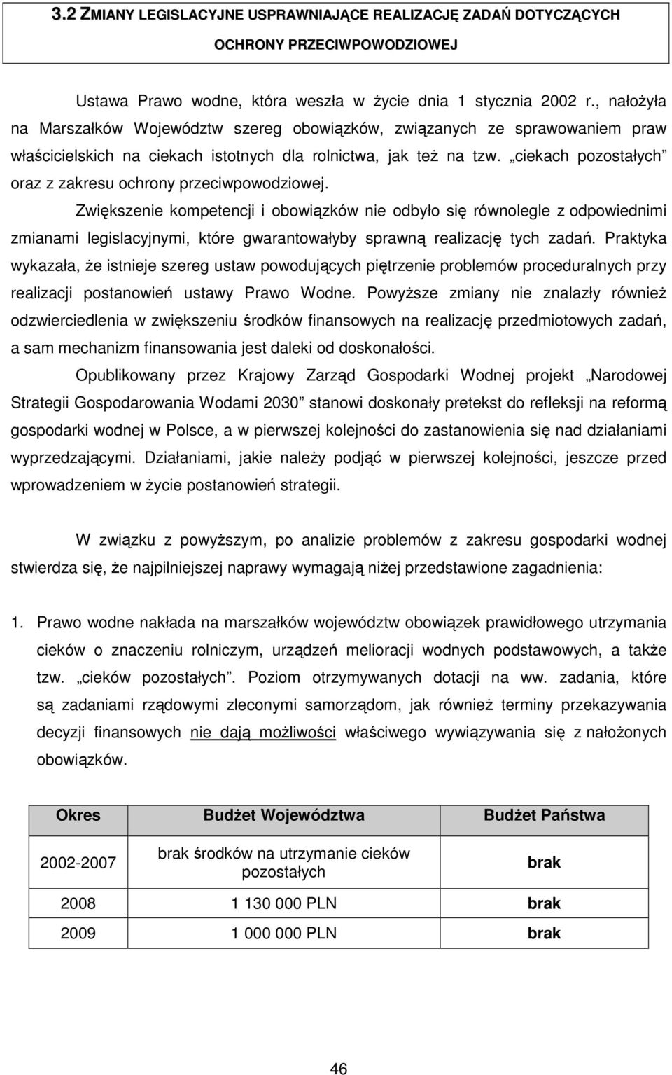 ciekach pozostałych oraz z zakresu ochrony przeciwpowodziowej.
