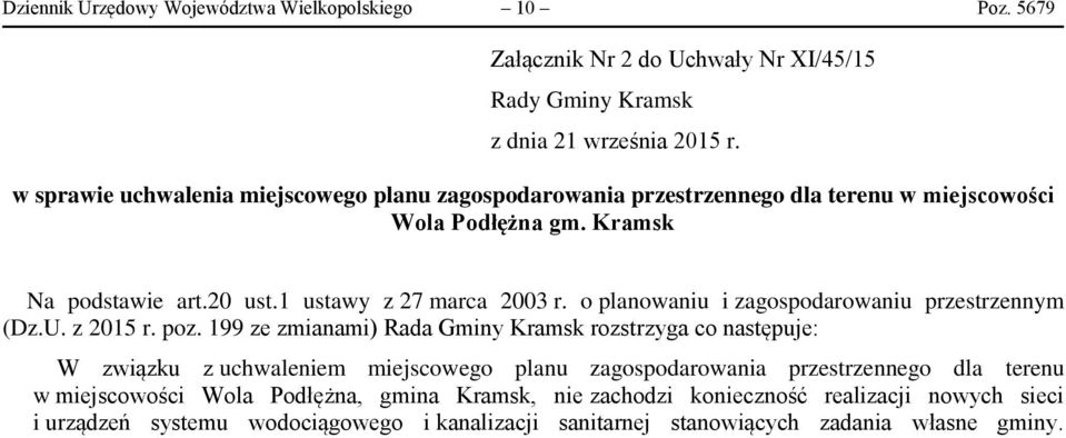 o planowaniu i zagospodarowaniu przestrzennym (Dz.U. z 2015 r. poz.