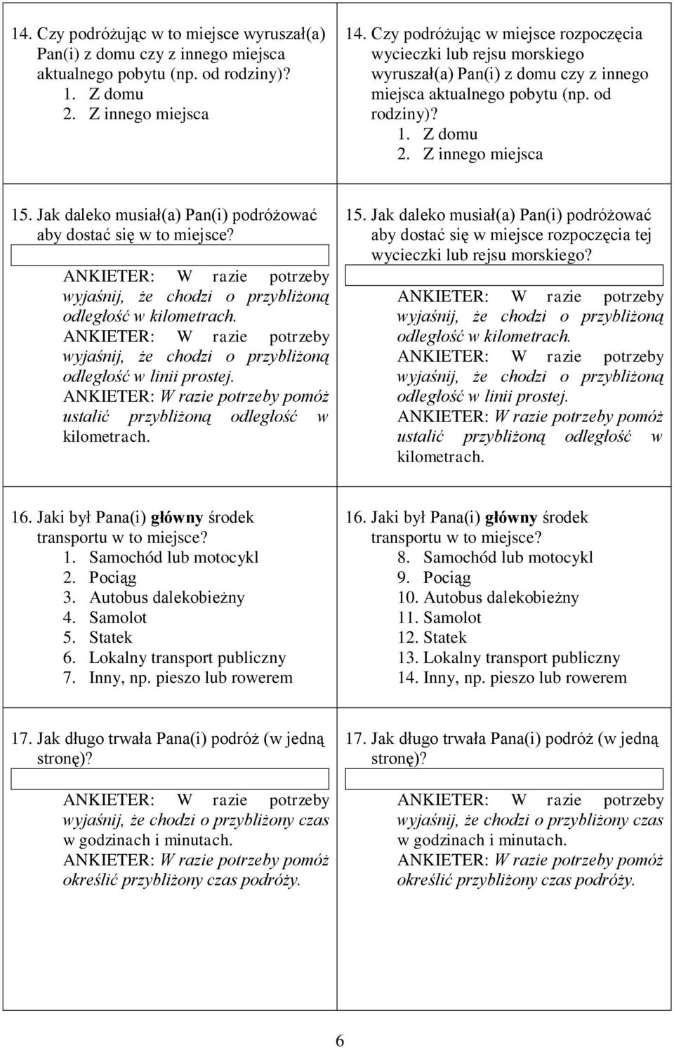 Jak daleko musiał(a) Pan(i) podróżować aby dostać się w to miejsce? ANKIETER: W razie potrzeby wyjaśnij, że chodzi o przybliżoną odległość w kilometrach.