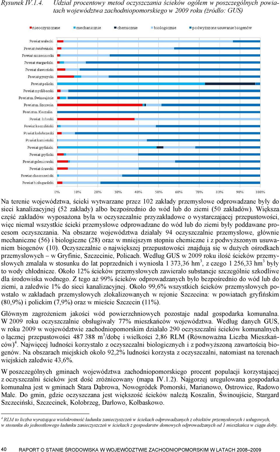 przemysłowe odprowadzane były do sieci kanalizacyjnej (52 zakłady) albo bezpośrednio do wód lub do ziemi (50 zakładów).