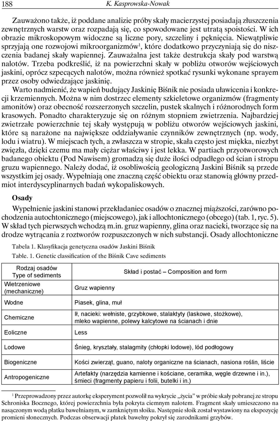 Niewątpliwie sprzyjają one rozwojowi mikroorganizmów 1, które dodatkowo przyczyniają się do niszczenia badanej skały wapiennej. Zauważalna jest także destrukcja skały pod warstwą nalotów.