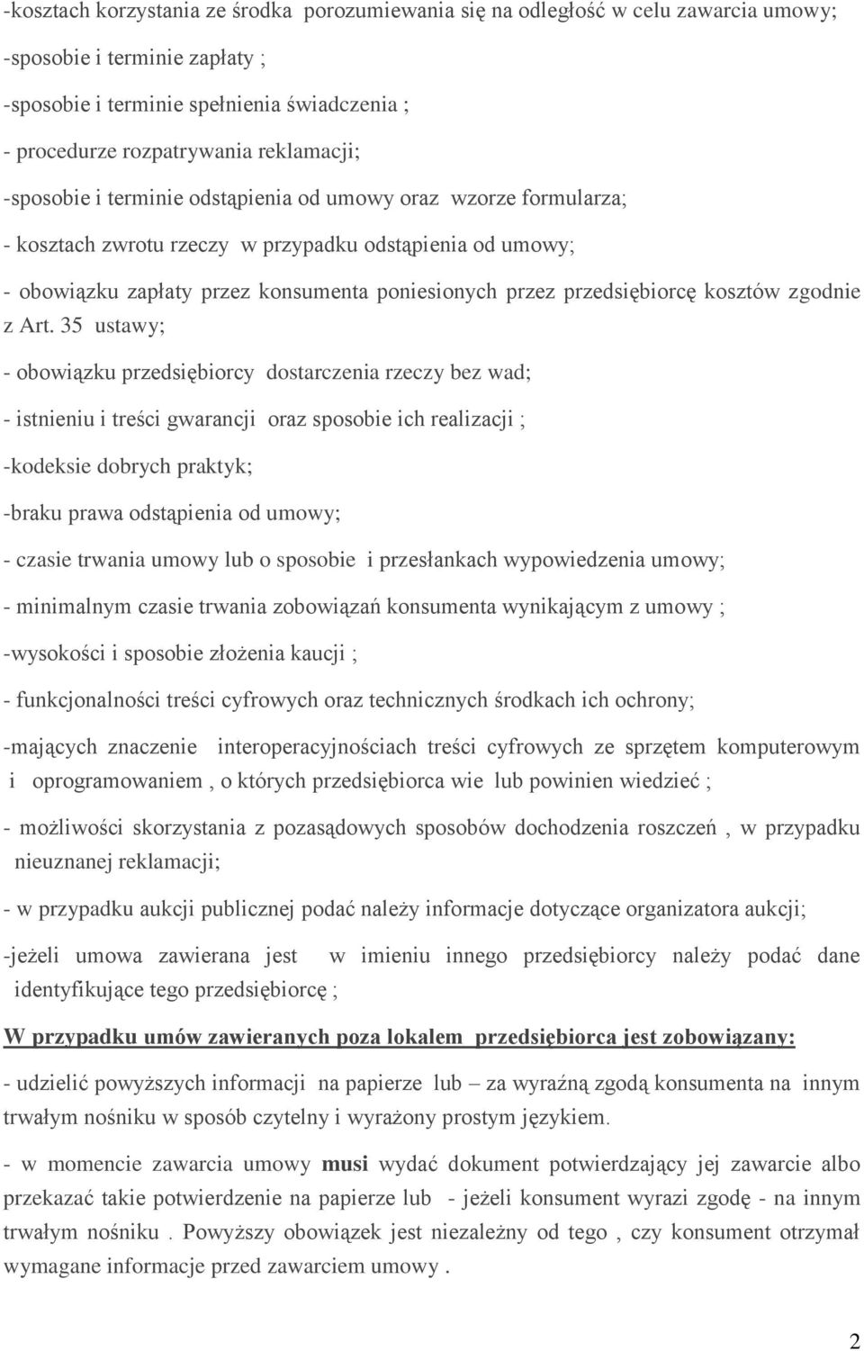 przedsiębiorcę kosztów zgodnie z Art.