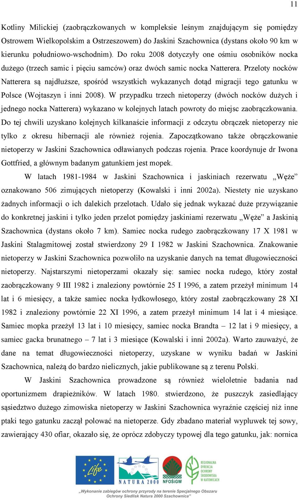 Przeloty nocków Natterera są najdłuższe, spośród wszystkich wykazanych dotąd migracji tego gatunku w Polsce (Wojtaszyn i inni 2008).