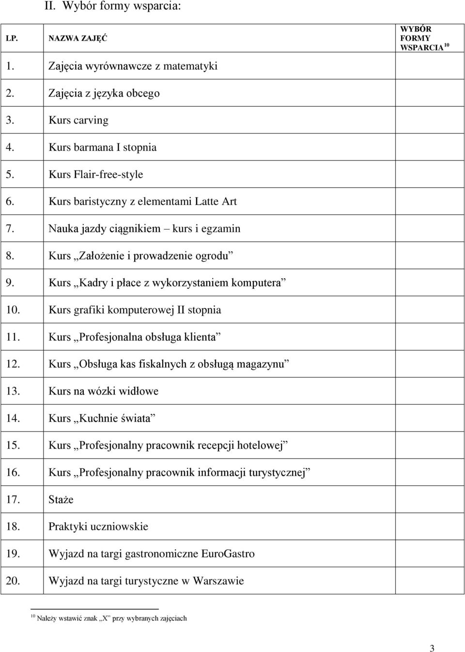 Kurs grafiki komputerowej II stopnia 11. Kurs Profesjonalna obsługa klienta 12. Kurs Obsługa kas fiskalnych z obsługą magazynu 13. Kurs na wózki widłowe 14. Kurs Kuchnie świata 15.