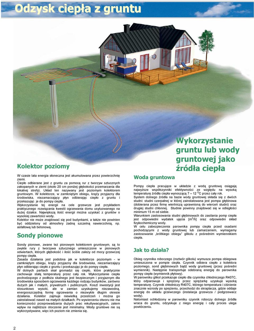 Układ ten nazywany jest poziomym kolektorem gruntowym.