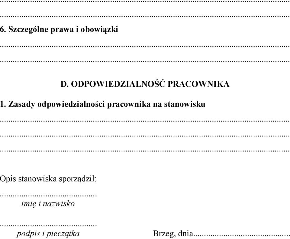 Zasady odpowiedzialności pracownika na stanowisku