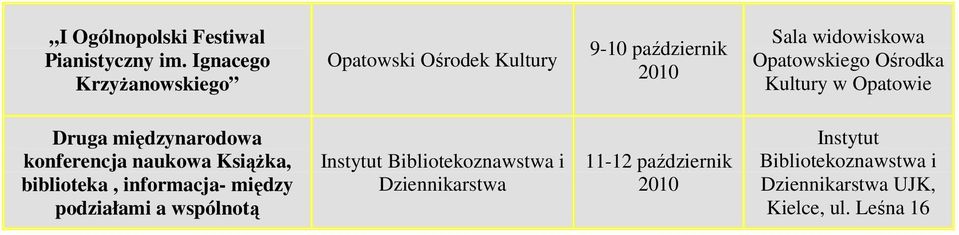 Ośrodka Kultury w Opatowie Druga międzynarodowa konferencja naukowa KsiąŜka, biblioteka,
