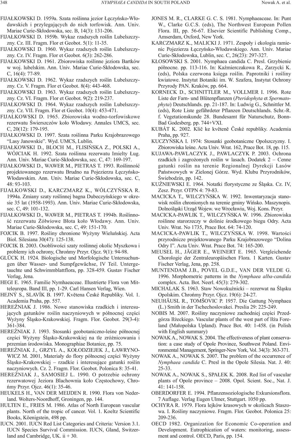 lubelskim. Ann. Univ. Mariae Curie-Skłodowska, sec. C, (): -. IJAŁKWSKI D.. Wykaz rzadszych roślin ubelszczyzny. Cz. V. ragm. lor et Geobot. (): -. IJAŁKWSKI D.. Wykaz rzadszych roślin ubelszczyzny. Cz. VI.