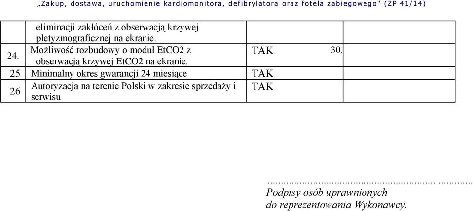 25 Minimalny okres gwarancji 24 miesiące 26 Autoryzacja na terenie Polski w