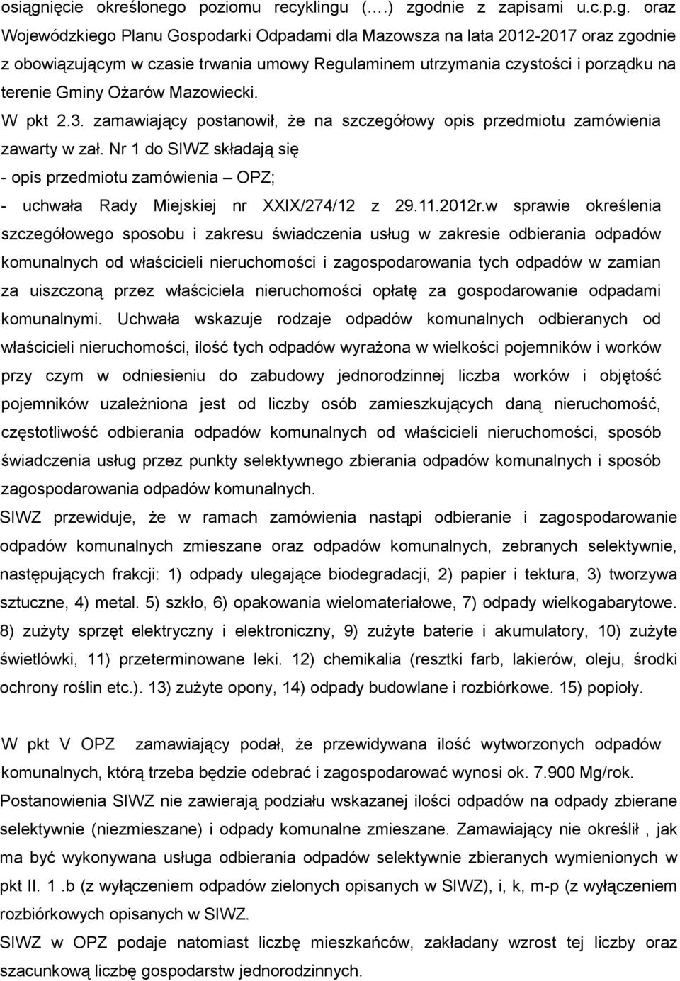 poziomu recyklingu
