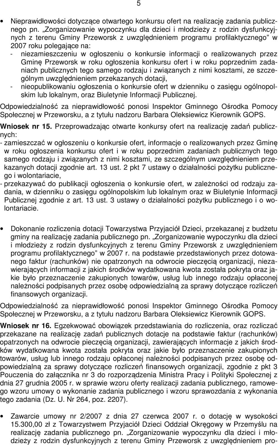o konkursie informacji o realizowanych przez Gminę Przeworsk w roku ogłoszenia konkursu ofert i w roku poprzednim zadaniach publicznych tego samego rodzaju i związanych z nimi kosztami, ze