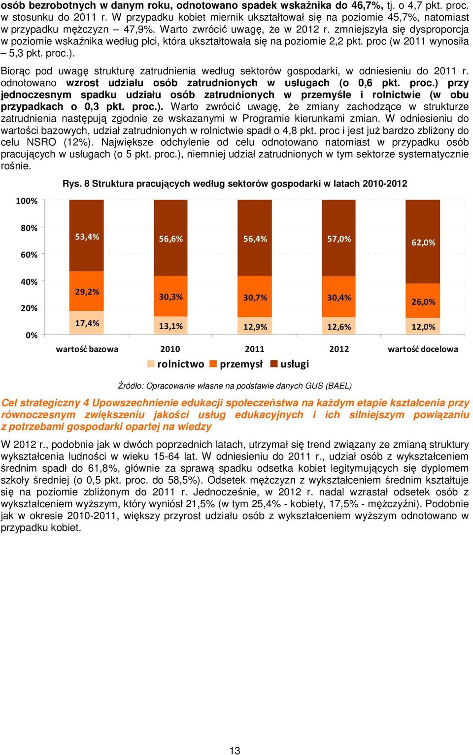 zmniejszyła się dysproporcja w poziomie wskaźnika według płci, która ukształtowała się na poziomie 2,2 pkt. proc (w 2011 wynosiła 5,3 pkt. proc.).