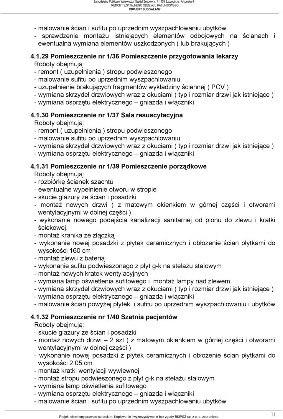 wykładziny ściennej ( PCV ) 4.1.