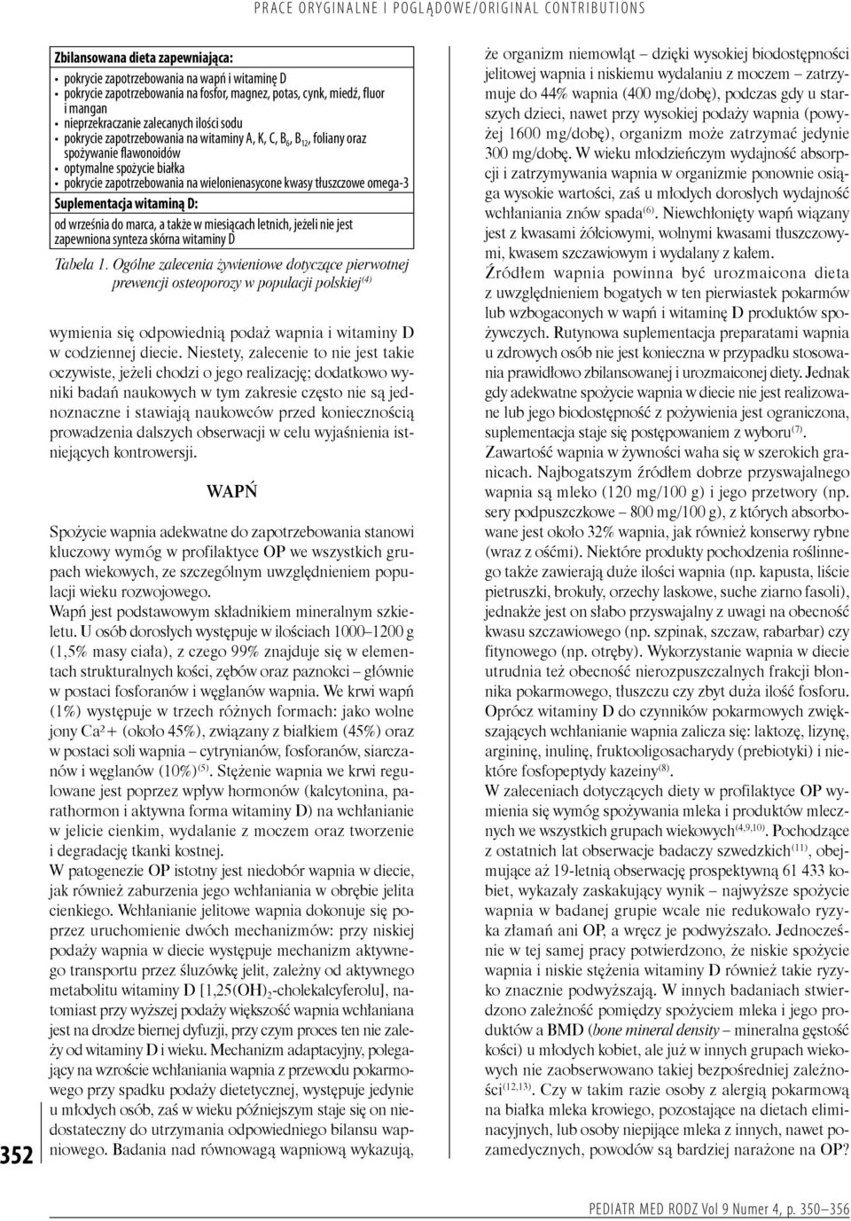 Suplementacja witaminą D: od września do marca, a także w miesiącach letnich, jeżeli nie jest zapewniona synteza skórna witaminy D Tabela 1.