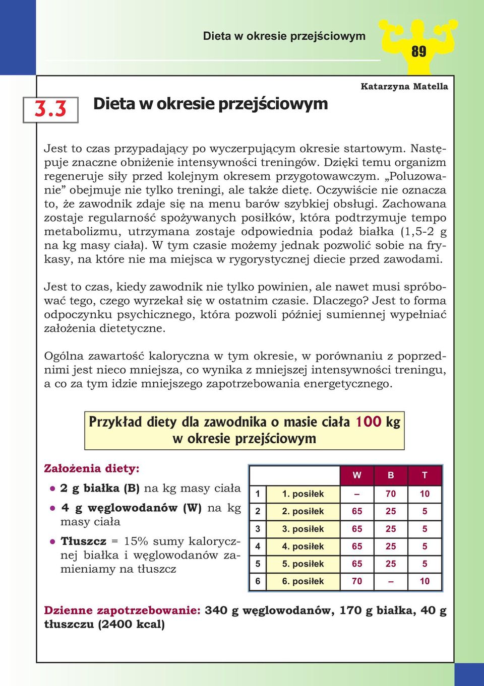 Oczywiście nie oznacza to, że zawodnik zdaje się na menu barów szybkiej obsługi.