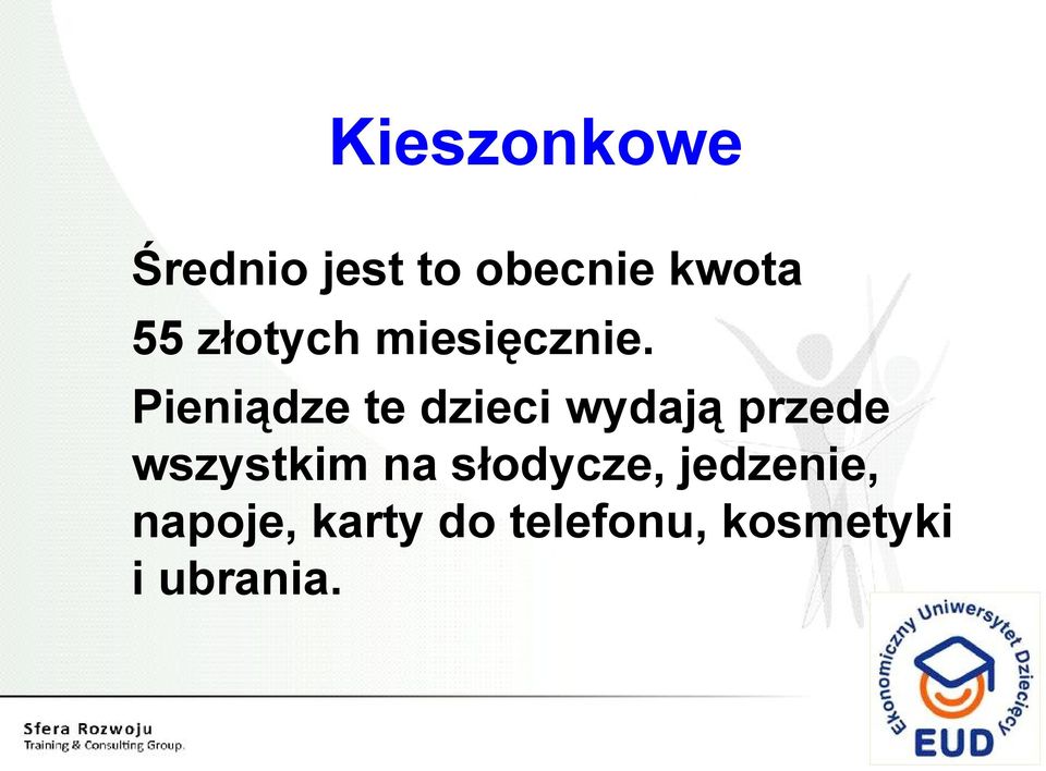 Pieniądze te dzieci wydają przede wszystkim