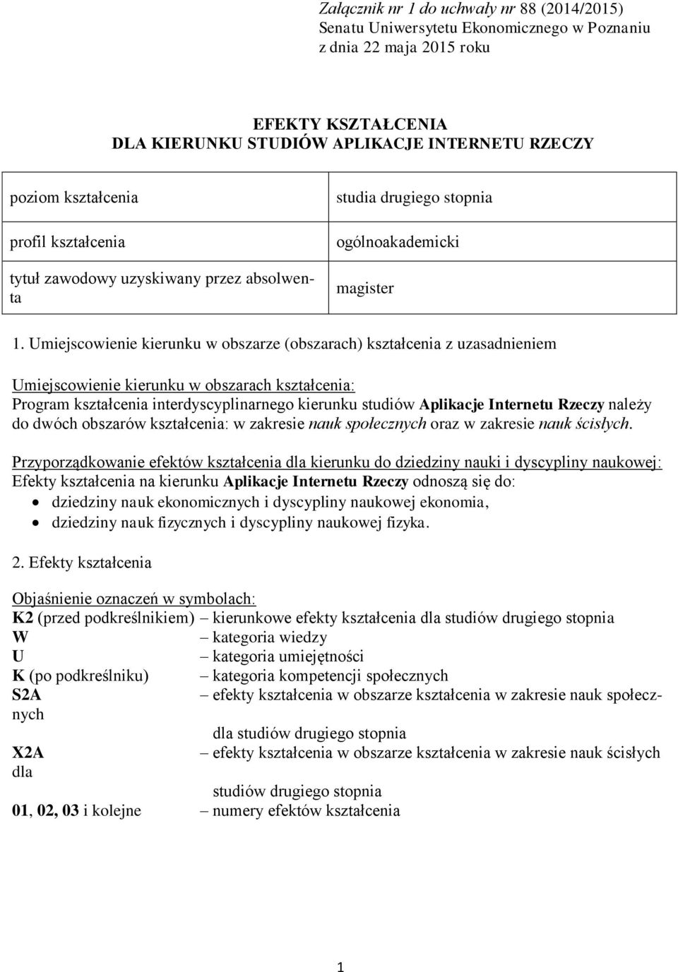 Umiejscowienie kierunku w obszarze (obszarach) kształcenia z uzasadnieniem Umiejscowienie kierunku w obszarach kształcenia: Program kształcenia interdyscyplinarnego kierunku studiów Aplikacje