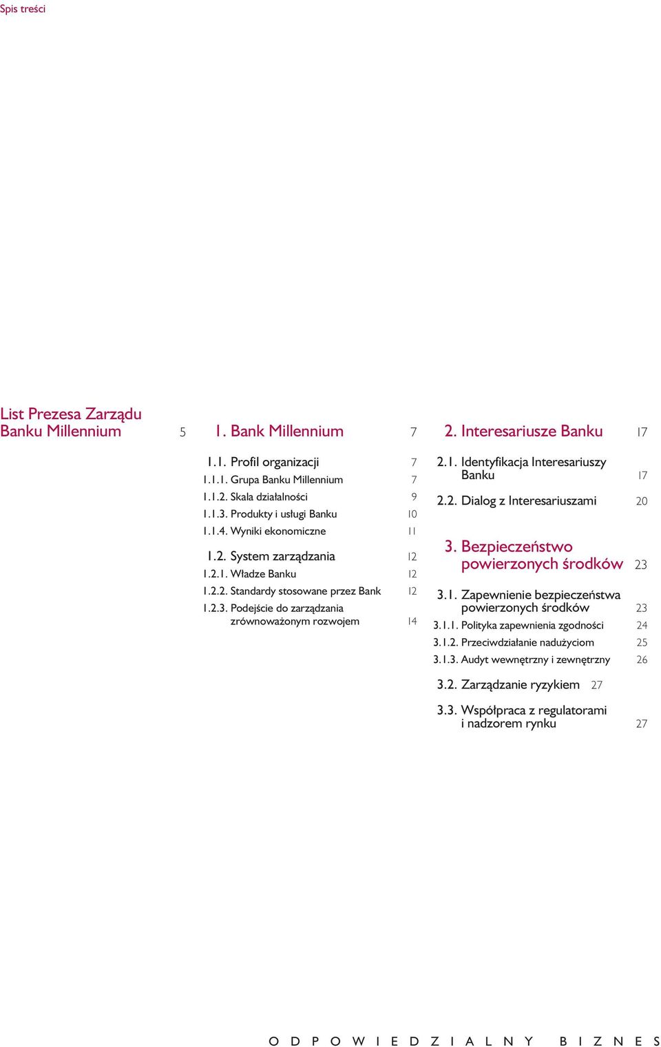 Po dej Êcie do za rzà dza nia zrów no wa o nym roz wo jem 14 2. In te re sa riu sze Ban ku 17 2.1. Iden ty fi ka cja In te re sa riu szy Ban ku 17 2.2. Dia log z In te re sa riu sza mi 20 3.