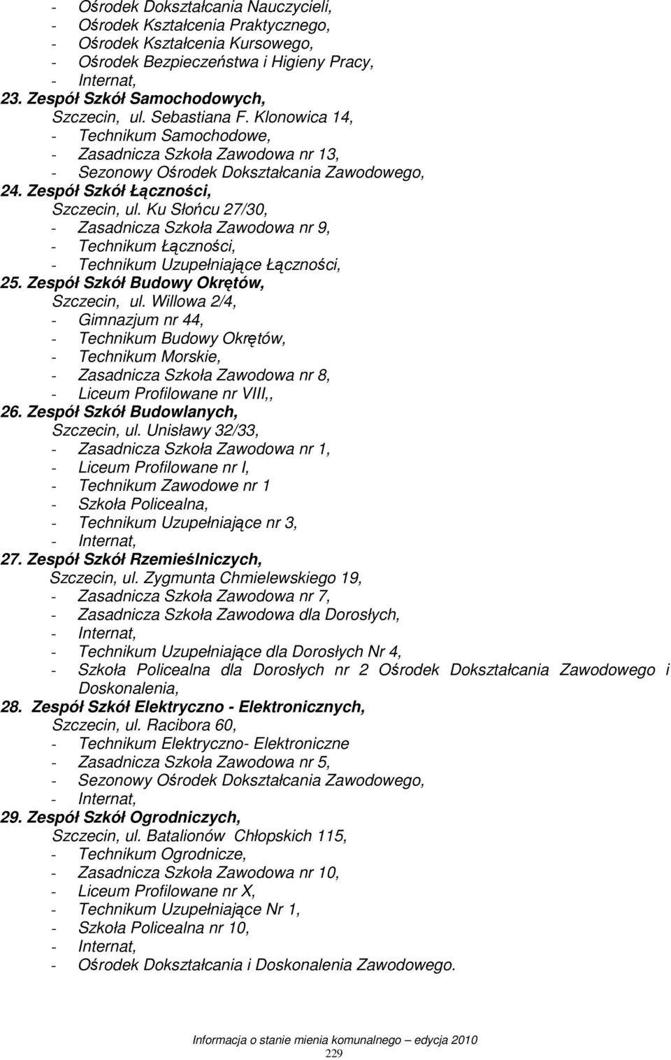 Zespół Szkół Łączności, Szczecin, ul. Ku Słońcu 27/30, - Zasadnicza Szkoła Zawodowa nr 9, - Technikum Łączności, - Technikum Uzupełniające Łączności, 25. Zespół Szkół Budowy Okrętów, Szczecin, ul.