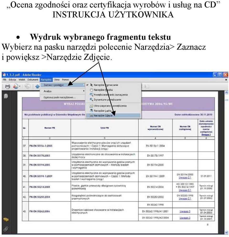 fragmentu tekstu Wybierz na pasku narz dzi